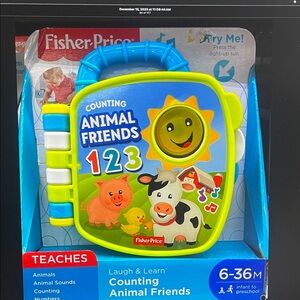 Fisher-Price Counting Animal Friends Learning Book - Bright Blue & Lime